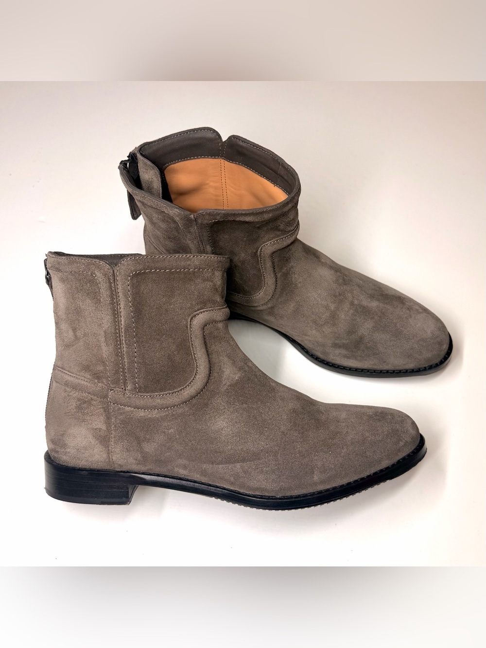 Johnston & Murphy Women’s Darby Back-Zip Booties in gray suede Size- 8 M